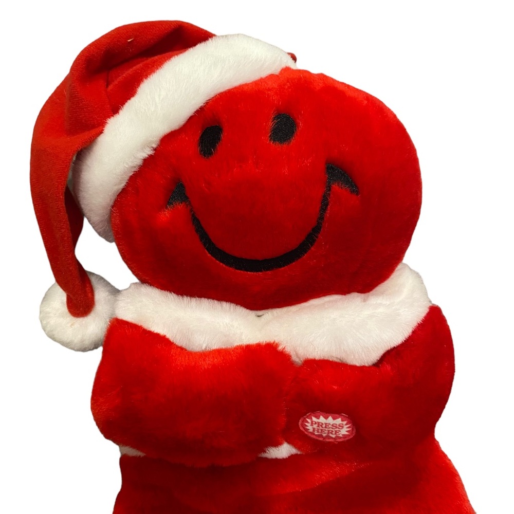 Dan Dee Smiley Face Happy Christmas Stocking Red Santa Laughing 21" Plush